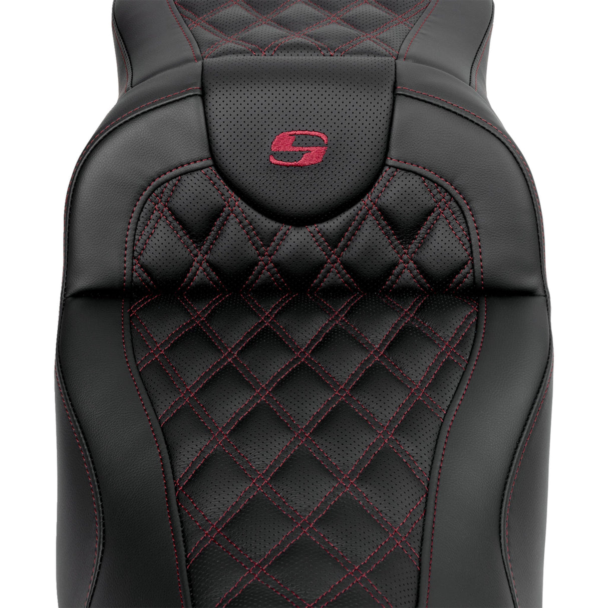 SADDLEMEN 0801-1619  A808-07R-184BUR Roadsofa™ Extended Reach Seat- Lattice Stitch - Wine Berry Stitch - with Backrest - FL 08-23