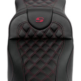 SADDLEMEN 0801-1619  A808-07R-184BUR Roadsofa™ Extended Reach Seat- Lattice Stitch - Wine Berry Stitch - with Backrest - FL 08-23