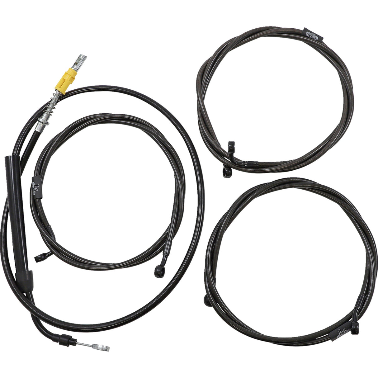 LA CHOPPERS 0662-1110 LA-8058KT2-13M Complete Midnight Braided Handlebar Cable/Brake Line Kit — Standard - 12" - 14" Handlebars - Midnight