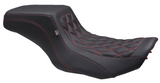 Mustang Double Diamond Squareback Seat Black Cherry Stitch - 88416DC For Harley Touring 2023-2026