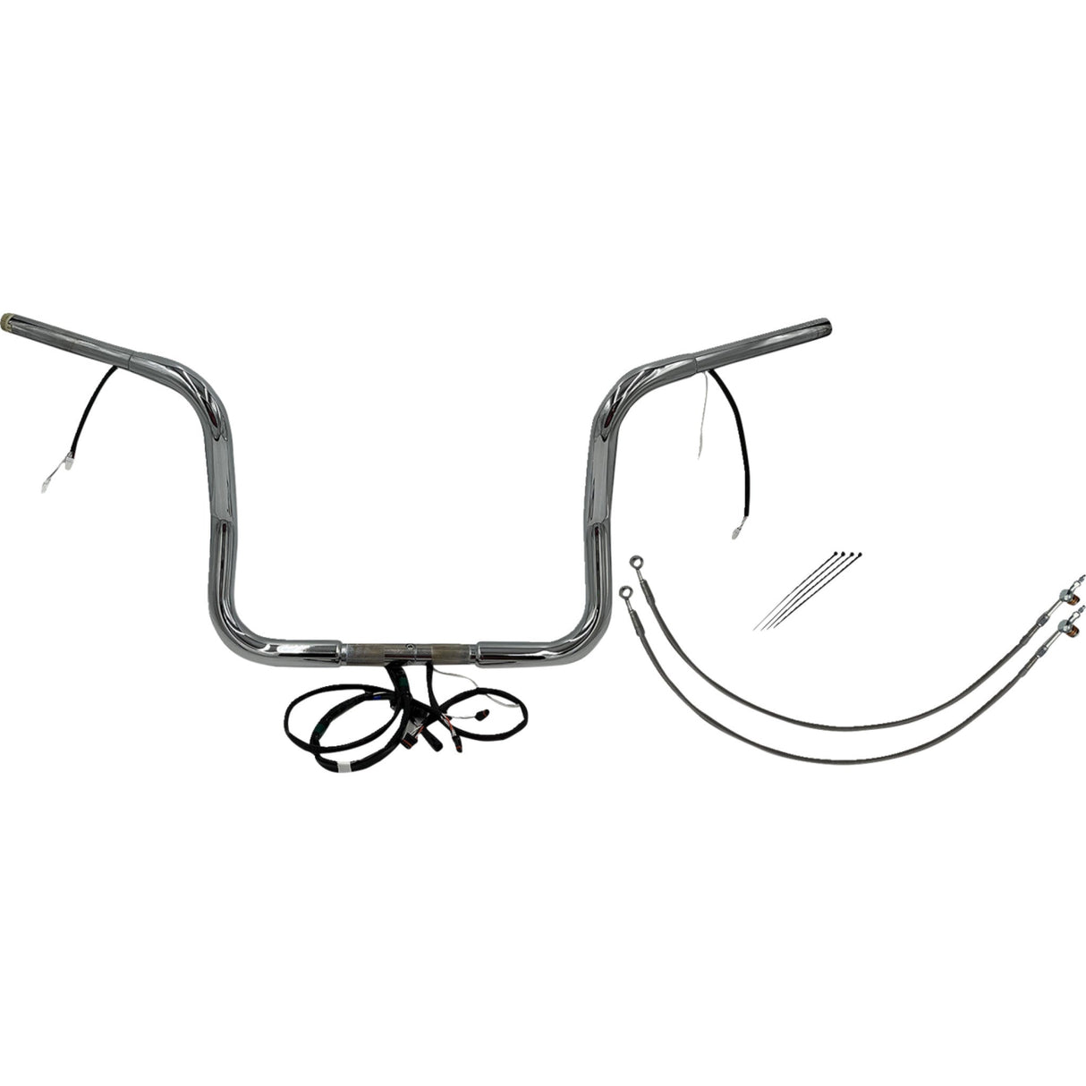 FAT Baggers INC. EZ Install Wired 1-1/4" Round Top Handlebar Kit 12" Chrome - 901512 For Harley Touring 2014-2015