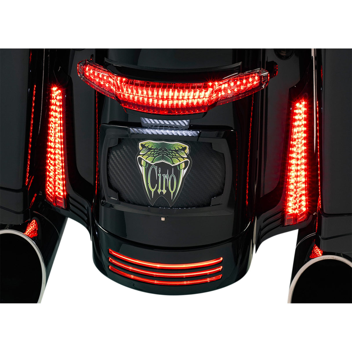 Ciro Filler Panel Lights Smoke Lens Red LEDs Black - 40046 For Harley Touring 2006-2026