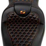 Saddlemen Honeycomb Roadsofa™ Seat Honeycomb Orange Stitch Without Backrest - 808-07B-18903 For Harley Touring 2008-2025