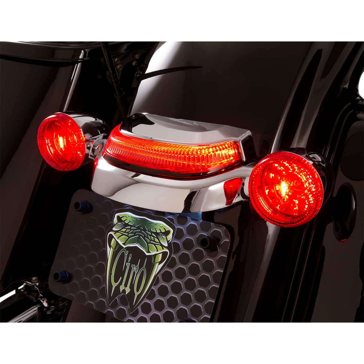 Ciro Crown Taillight With Lightstrike™ Technology Smoke Lens Chrome - 40153 For Harley Touring 2006-2026