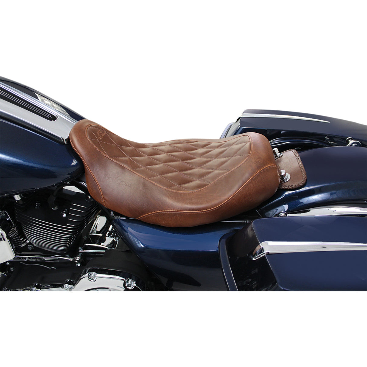 Mustang Wide Tripper™ Solo Seat Without Backrest Diamond Brown - 76722 For Harley Touring 2008-2025