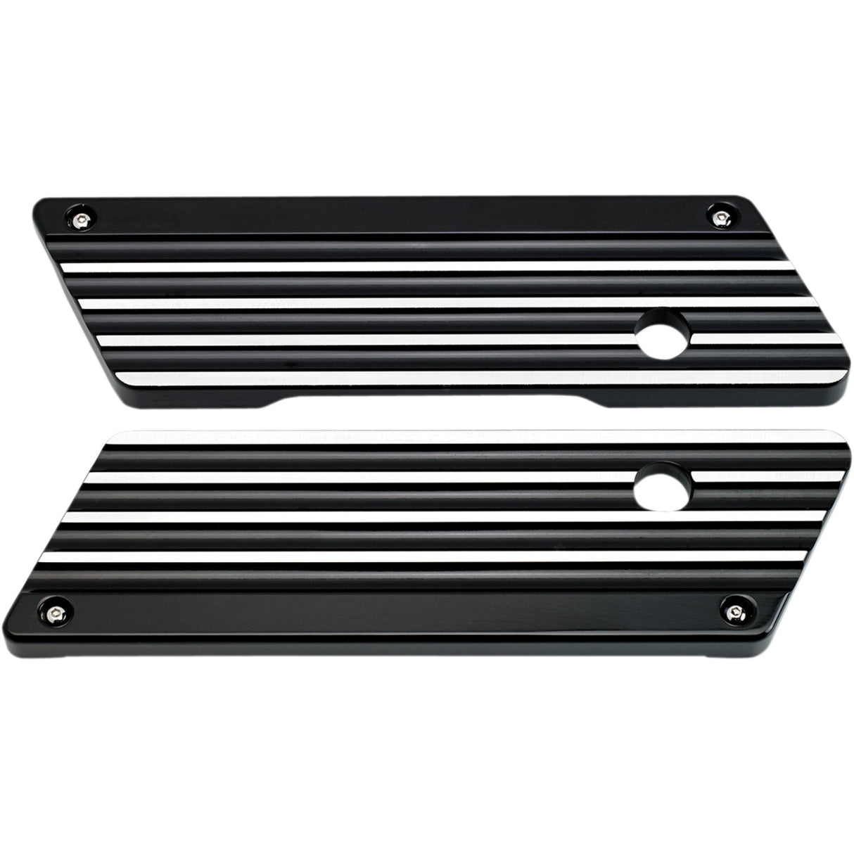 Joker Machine Finned Saddlebag Latch Covers Black - 04-50-1B For Harley Touring 1993-2013
