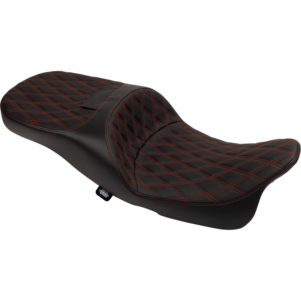 DRAG SPECIALTIES SEATS 0801-1982 Extended Reach Freedom Touring Seats Extended Reach Freedom Seat - Vinyl - Double Diamond - Red Stitch - FLT/FLH '09-'24
