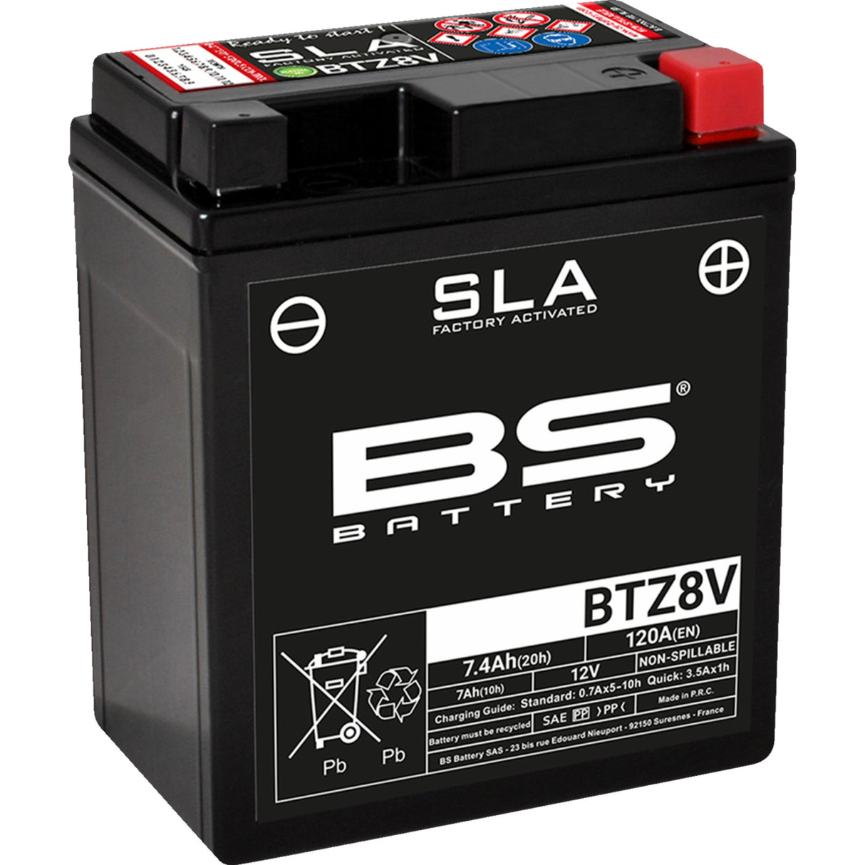 BS BATTERY 2113-0837 300890 SLA Factory- Activated AGM Maintenance-Free Battery Battery - BTZ8V (YT)