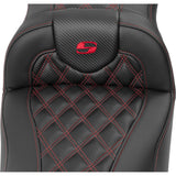 Saddlemen Roadsofa™ Extended Reach Seat Without Backrest Lattice Stitch Red Stitch - 823-07-20704 For Harley Touring 2023-2026