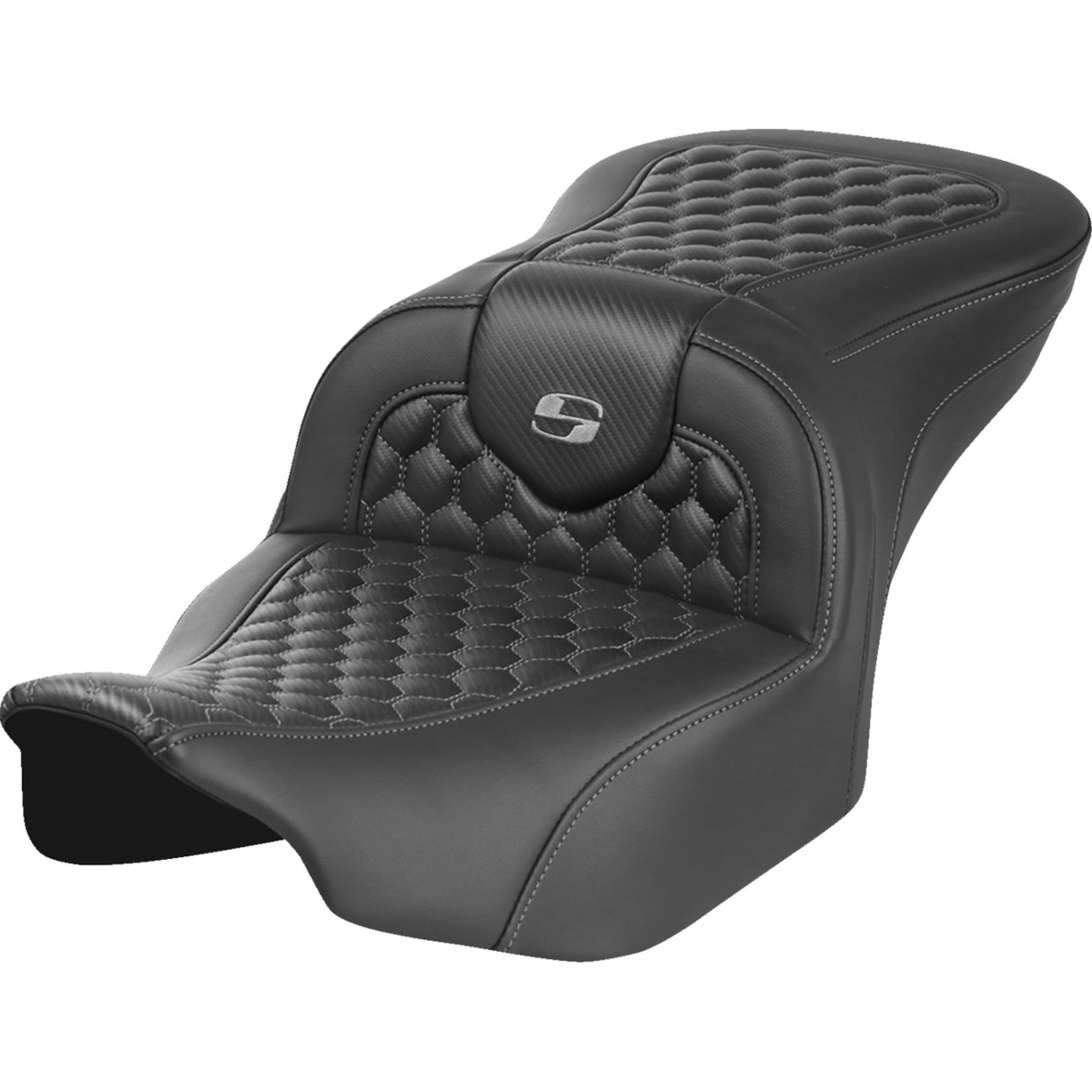 Saddlemen Honeycomb Roadsofa™ Seat Without Backrest Honeycomb Gray Stitch - 823-07-18902 For Harley Touring 2023-2026