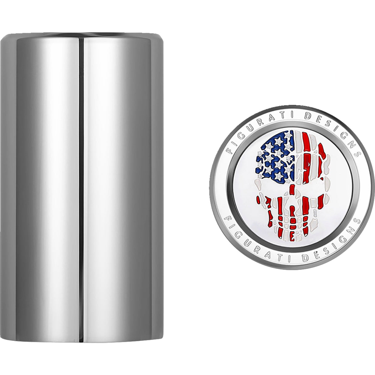 FIGURATI DESIGNS 3550-0341 FD24-DC-2545-SS Docking Covers red/white/blue american flag skull - long - silver