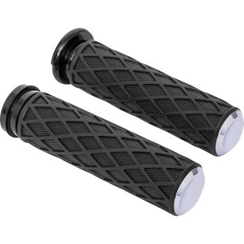 Arlen Ness Diamond Grips TBW Chrome - 500-008 For Harley Motorcycles 2008-2025