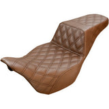 Saddlemen Step-Up Seat — Full Lattice Stitch Brown - 808-07B-175BR For Harley Touring 2008-2025