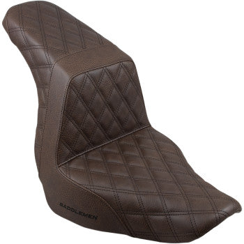 Saddlemen Step-Up Seat — Full Lattice Stitch Brown - 818-29-175BR For Harley Softail 2018-2026