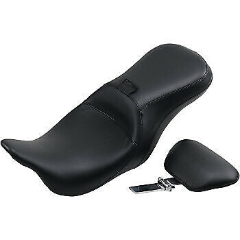 LePera Outcast Seat 2-Up With Backrest Smooth Black - LK-997BR For Harley Touring 2008-2023