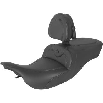 Saddlemen RoadSofa™ Seat With Backrest Black With Black Stitching - 897-07-187BR For Harley Touring 1997-2007