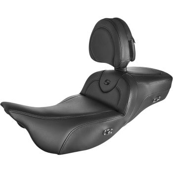 Saddlemen Roadsofa™ Extended Reach Heated Seat Black With Backrest - 808-07B-188BRHC For Harley Touring 2008-2025