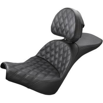 Saddlemen Explorer Lattice Stitch Seat Lattice Stitched Backrest - 818-30-030LS For Harley Softail 2018-2025