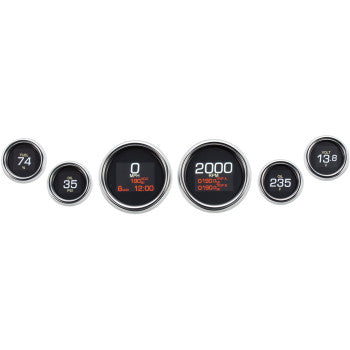 Dakota Digital Six-Gauge MLX Series Kit Chrome Bezel - MLX-8604 For Harley Touring 2004-2013