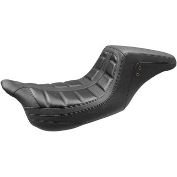 Mustang Squareback One-Piece Seat Tuck And Roll Black With Black Stitching - 75239 For Harley Touring 2008-2025