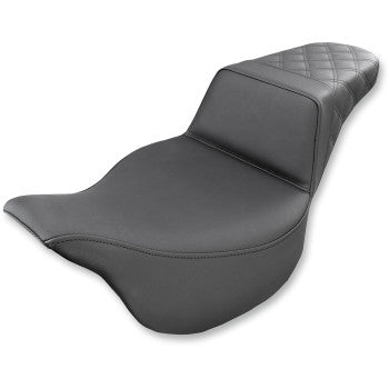 Saddlemen Step-Up Seat — Rear Lattice Stitch Black - 808-07B-173 For Harley Touring 2008-2025