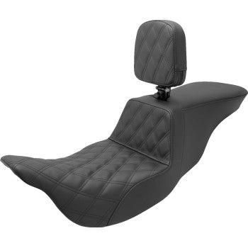 Saddlemen Tour Step-Up Seat Rider Backrest Rider Lattice Stitch - 808-07B-192BR For Harley Touring 2008-2025