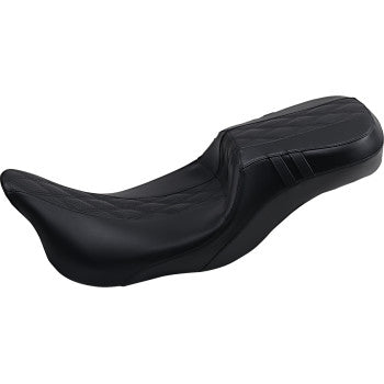 LePera Outcast Daddy Long Legs Seat 2-Up Without Backrest Black With Black Double Diamond Inlay - LK-997DLGT2 For Harley Touring 2008-2022