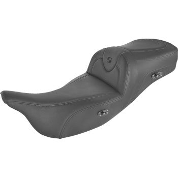 Saddlemen Heated RoadSofa™ Seat For Trikes Without Backrest Black With Black Stitching - 808-07B-187THCT For Harley Touring 2008-2025
