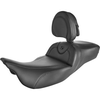 Saddlemen Roadsofa™ Extended Reach Seat Black Stitching With Backrest - 808-07B-188BR For Harley Touring 2008-2025