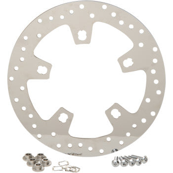 Drag Specialties Polished Stainless Steel Drilled Brake Rotor Front 11.8" Touring For Harley Touring 2014-2026
