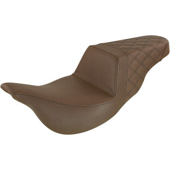 Saddlemen Extended Reach Step-Up Seats Rear Lattice Stitch Brown - 808-07B-173BREX For Harley Touring 2008-2025