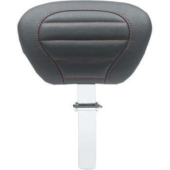 Mustang Deluxe Touring Driver Backrest Black With American Beauty Red Stitching - 79012AB For Harley Touring 2008-2025