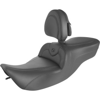 Saddlemen RoadSofa™ Seat With Backrest Black With Black Stitching - 897-06-187BR For Harley Touring 1997-2007