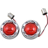 Custom Dynamics ProBEAM® Bullet Ringz™ 1156 Rear Turn Signals Chrome Red Lens - PB-BR-RR 56-CR For Harley Motorcycles 2000-2024