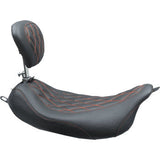 Mustang Wide Tripper™ Solo Seat With Removable Driver Backrest With Drivers Backrest Black With American - 79727AB For Harley Touring 2008-2025