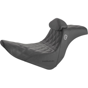 Saddlemen Pro Series SDC Performance Grip Seat With Backrest Lattice Stitch Lumbar Gripper FL FX - SC81829DBRT For Harley Softail 2018-2025