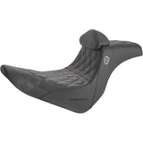 Saddlemen Pro Series SDC Performance Grip Seat With Backrest Lattice Stitch Lumbar Gripper FL FX - SC81829DBRT For Harley Softail 2018-2025