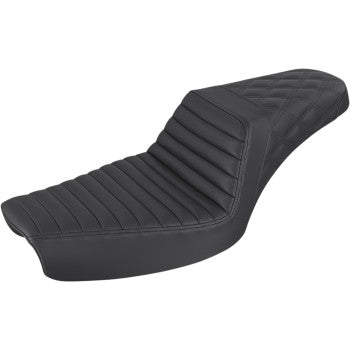 Saddlemen Step-Up Seat — Rear Lattice Stitch Front Tuck-N-Roll Black - 896-04-176 For Harley Dyna 1996-2003