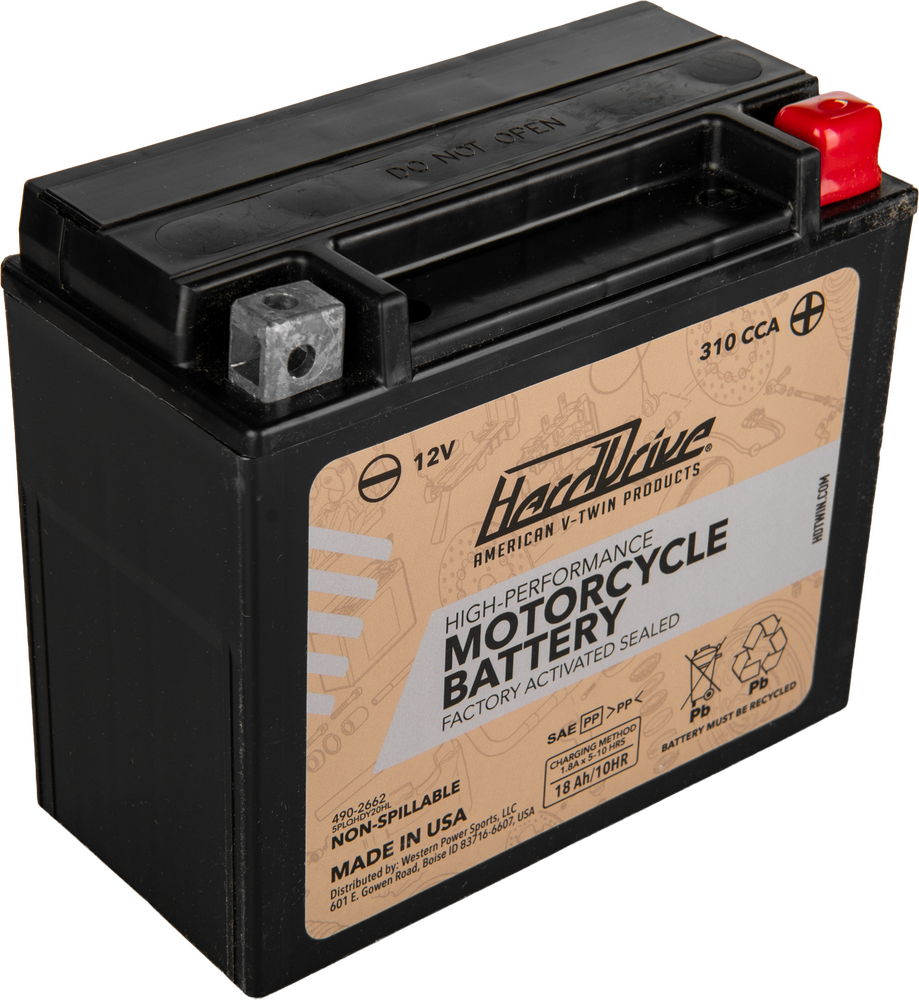 Harddrive High Perform Battery YTX20HL CCA 310 - HRDM720BH For Harley Motorcycles 1991-2025