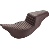 Saddlemen Extended Reach Step-Up Seats Front Tuck-N-Roll Rear Lattice Stitch Brown - 808-07B-176BREX For Harley Touring 2008-2025