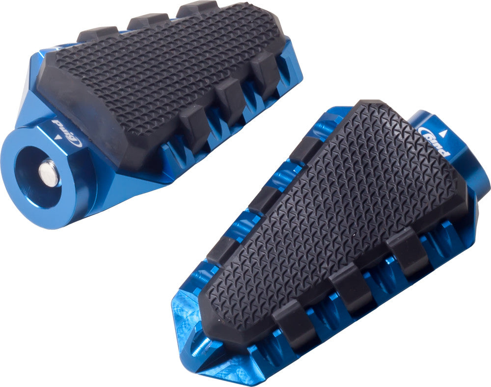 Puig Hi-Tech Parts Footpegs Trail Blue - 7319A For Ducati Motorcycles 2008-2020 | Honda Motorcycles 2000-2021 | Triumph Motorcycles 2008-2021