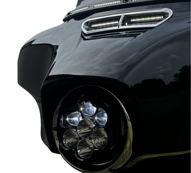 Custom Dynamics Shark Demon® Performance LED Headlight - SD2-BW-W For Harley Motorcycles 1994-2025
