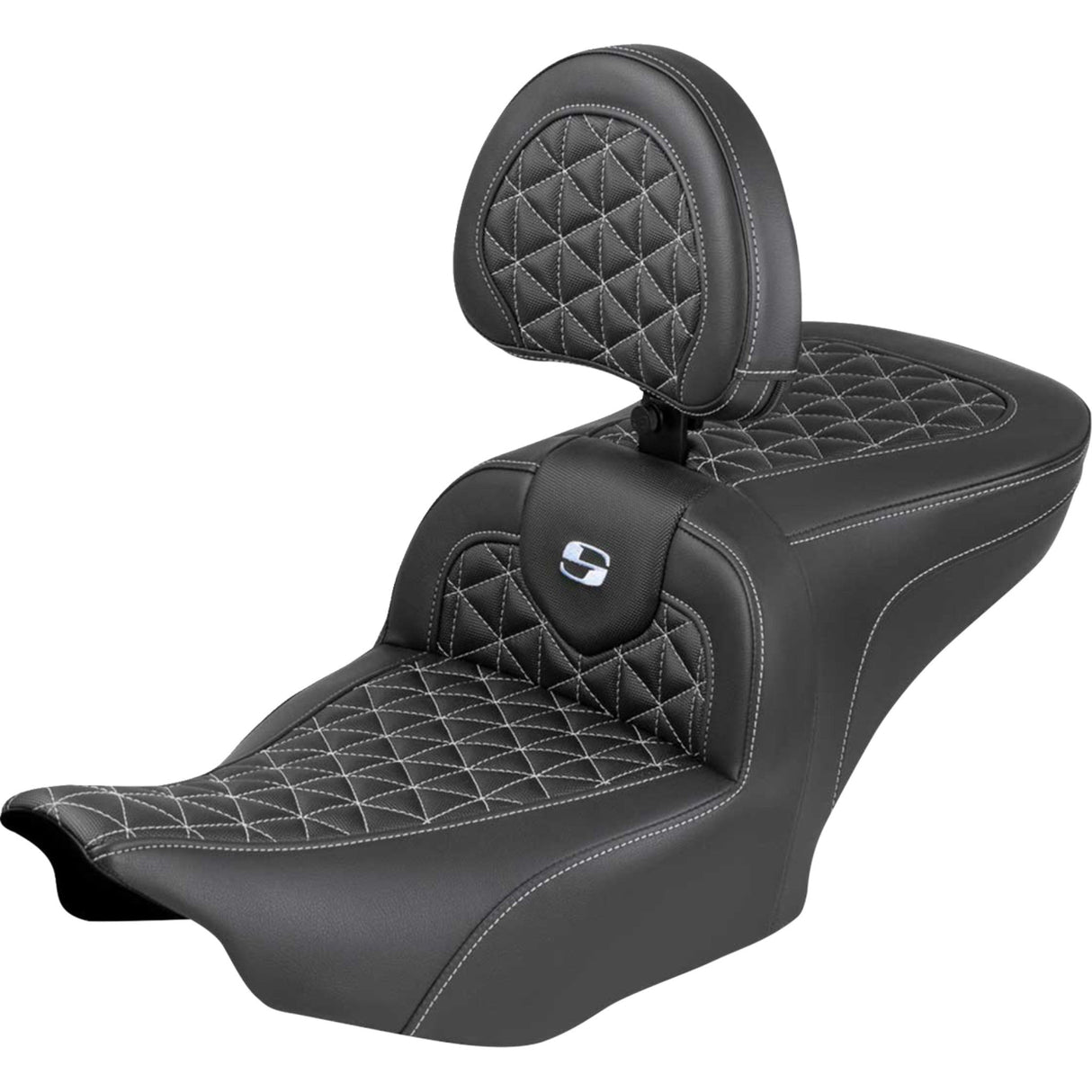 Saddlemen Roadsofa™ Standard Reach Seat With Backrest Silver Stitch - 823-07-210B5 For Harley Touring 2023-2026