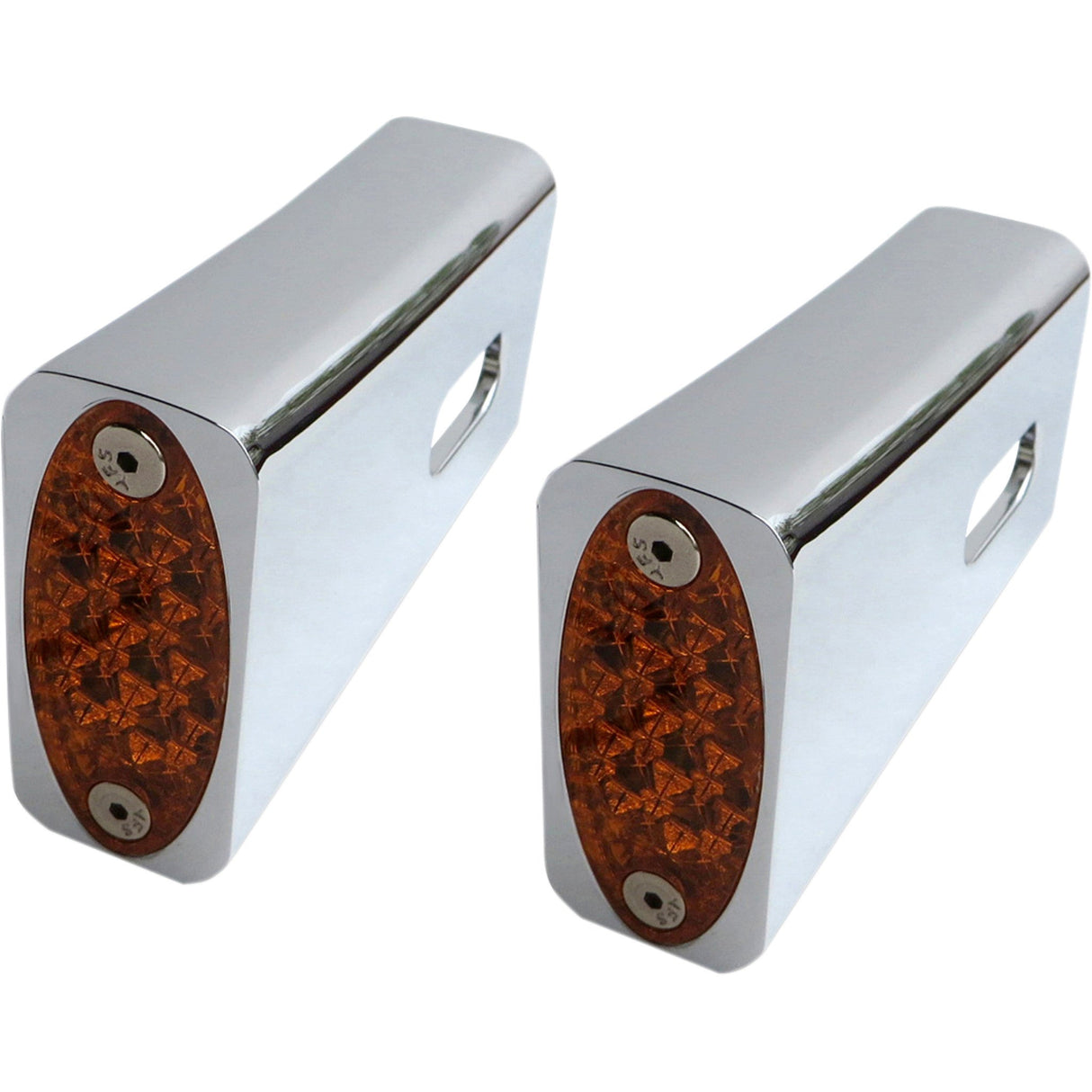 PRO-ONE Perf.mfg. Fender Strut LED Marker Lights Chrome Amber - 909108 For Harley 1984-2017