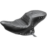 Mustang Heated One-Piece Touring Seat With Backrest Diamond - 79664WT For Indian 2014-2024