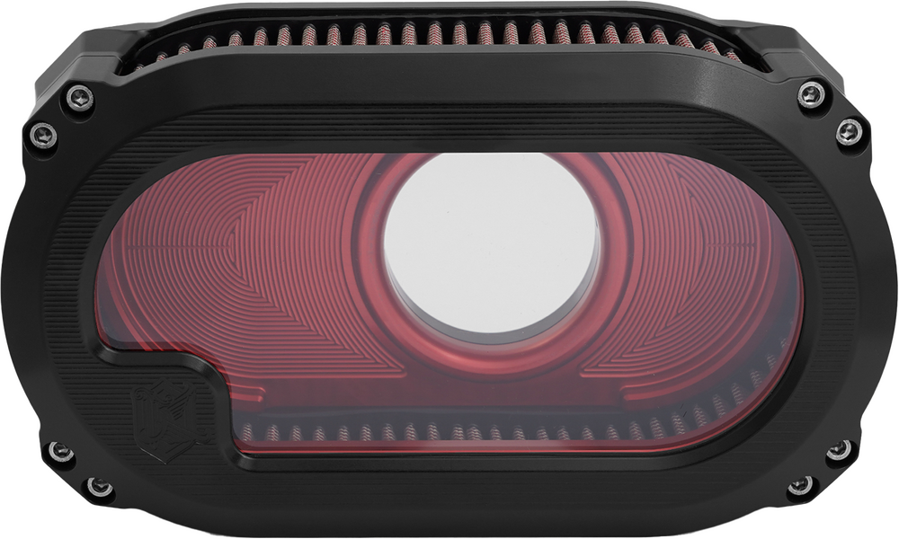 Kens Factory NL M8 Air Cleaner W Glass Black W RED - NXT-01BR For Harley Softail 2018-2023