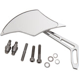 PRO-ONE PERF.MFG. 0640-1434 102300 Billet Aluminum Mirror Mirror - Weekend Warrior - Side View - Cut-Out/Flame Head - Oblong - Chrome - Left