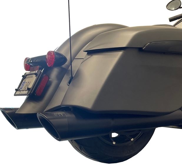 Tab Performance 211-1294-B-Z 4.5 Inch Indian Bagger Chrome Soft Bag B.A.M. Slip On Muffler Sticks Exhaust Pipes Soft Bags Zombie Baffles (Loud) 4.5 Inch Black Slash Cut Tip