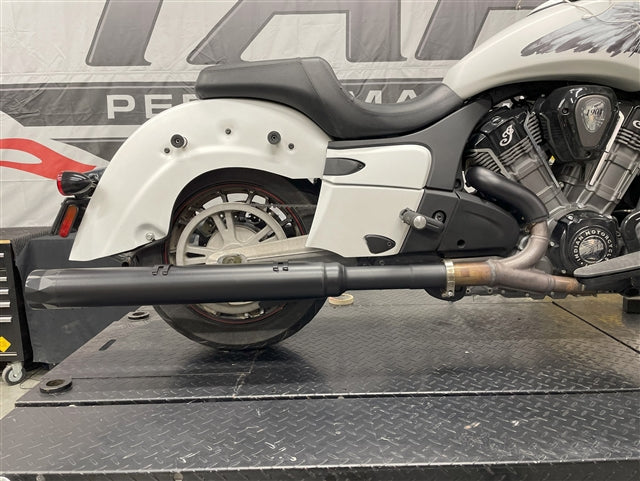 Tab Performance Indian PowerPlus 2-1 Muffler | - Black, Chrome Straight Tips, Zombie Baffles, No Bracket 211-2221-BLACK-C2-Z-NO-BRACKET