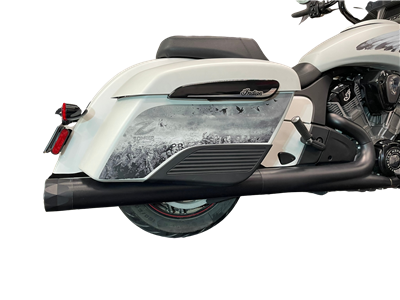 Tab Performance 211-2291-B2-Z Indian Bagger Black Hard Bag B.A.M. 4.0 Inch Slip On Muffler Sticks Exhaust Pipes with Zombie Baffles (Loud) and Black Straight Cut Tips